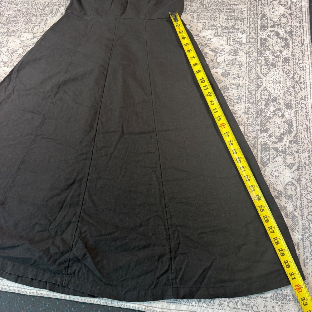 Old Navy Womens Dress Size L Large Black Linen Blend Midi Smocked Tank Sun Dress - Picture 5 of 10